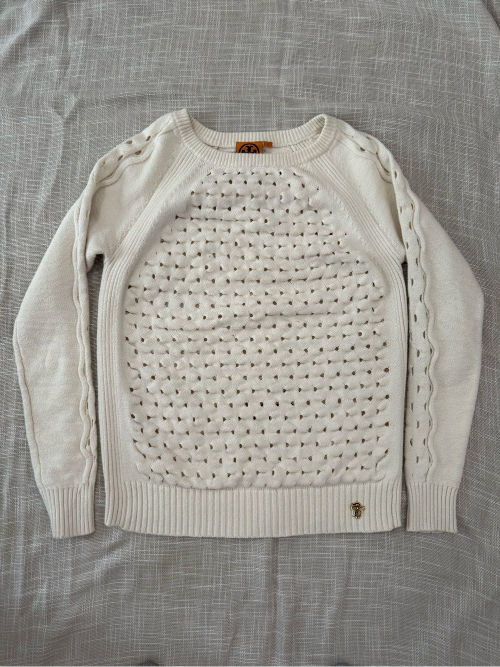 Tory Burch Cotton Fisherman Crewneck Sweater